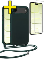 LUQ LUQ iPhone Air Hoesje met Koord Met Screenprotector - Donkergroen