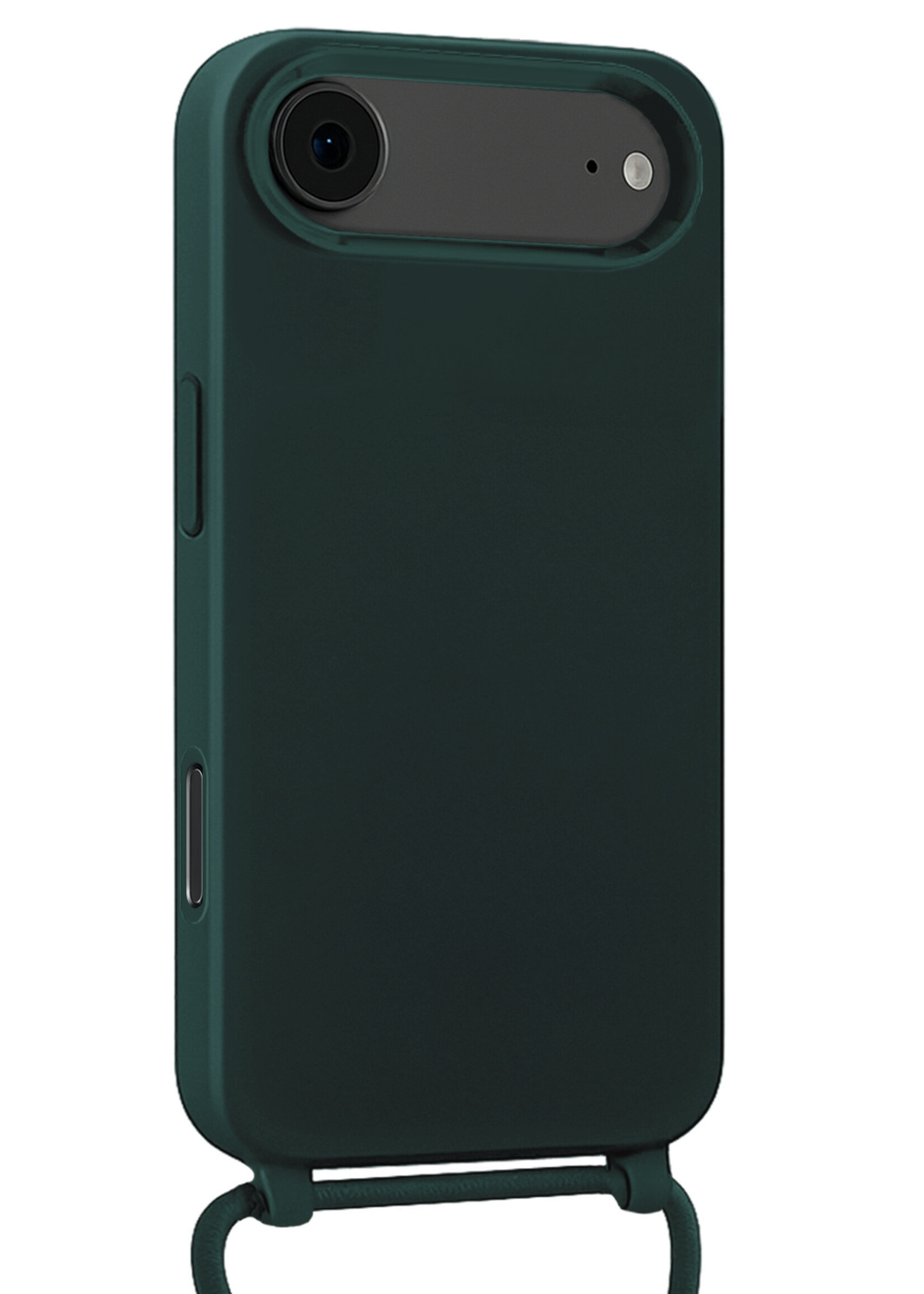 LUQ LUQ iPhone Air Hoesje met Koord Met 2x Screenprotector - Donkergroen