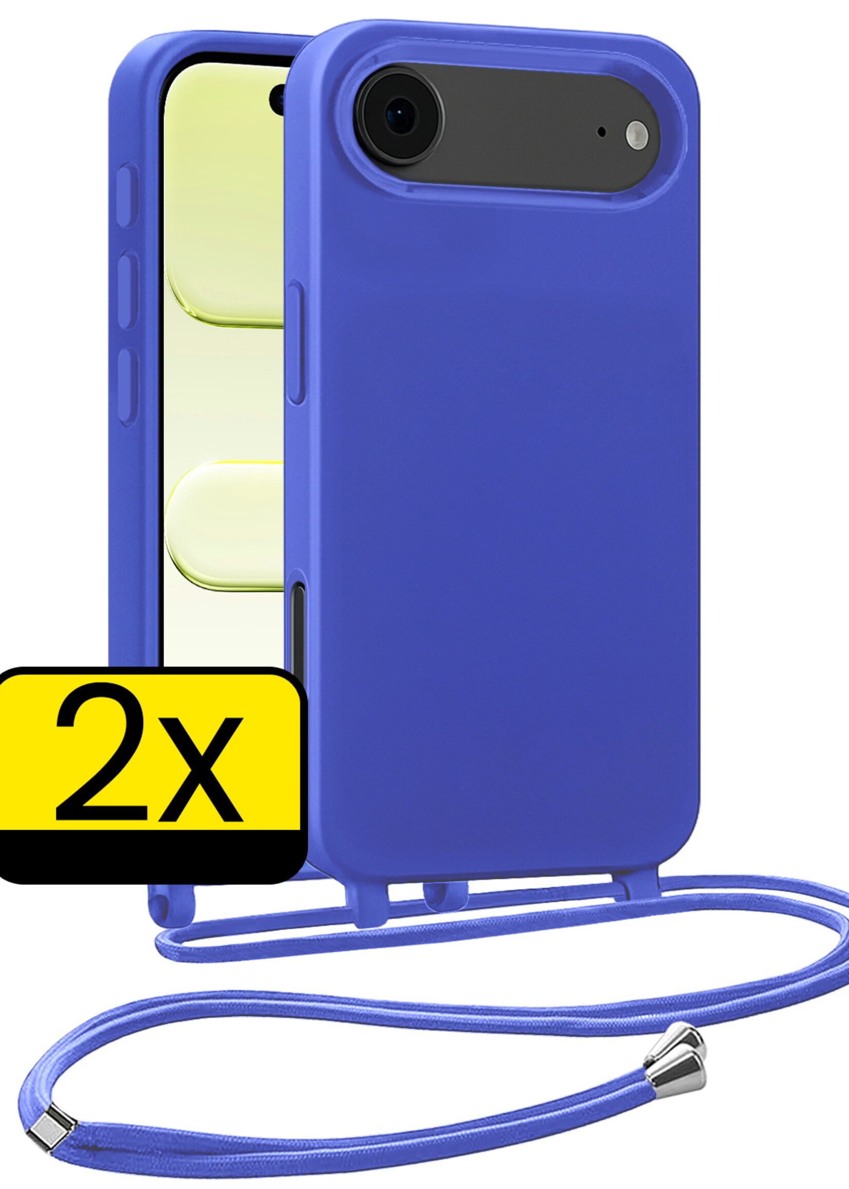 LUQ LUQ iPhone Air Hoesje met Koord - Fel Blauw - 2 PACK