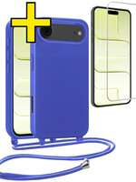 LUQ LUQ iPhone Air Hoesje met Koord Met Screenprotector - Fel Blauw