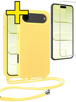LUQ LUQ iPhone Air Hoesje met Koord Met Screenprotector - Geel