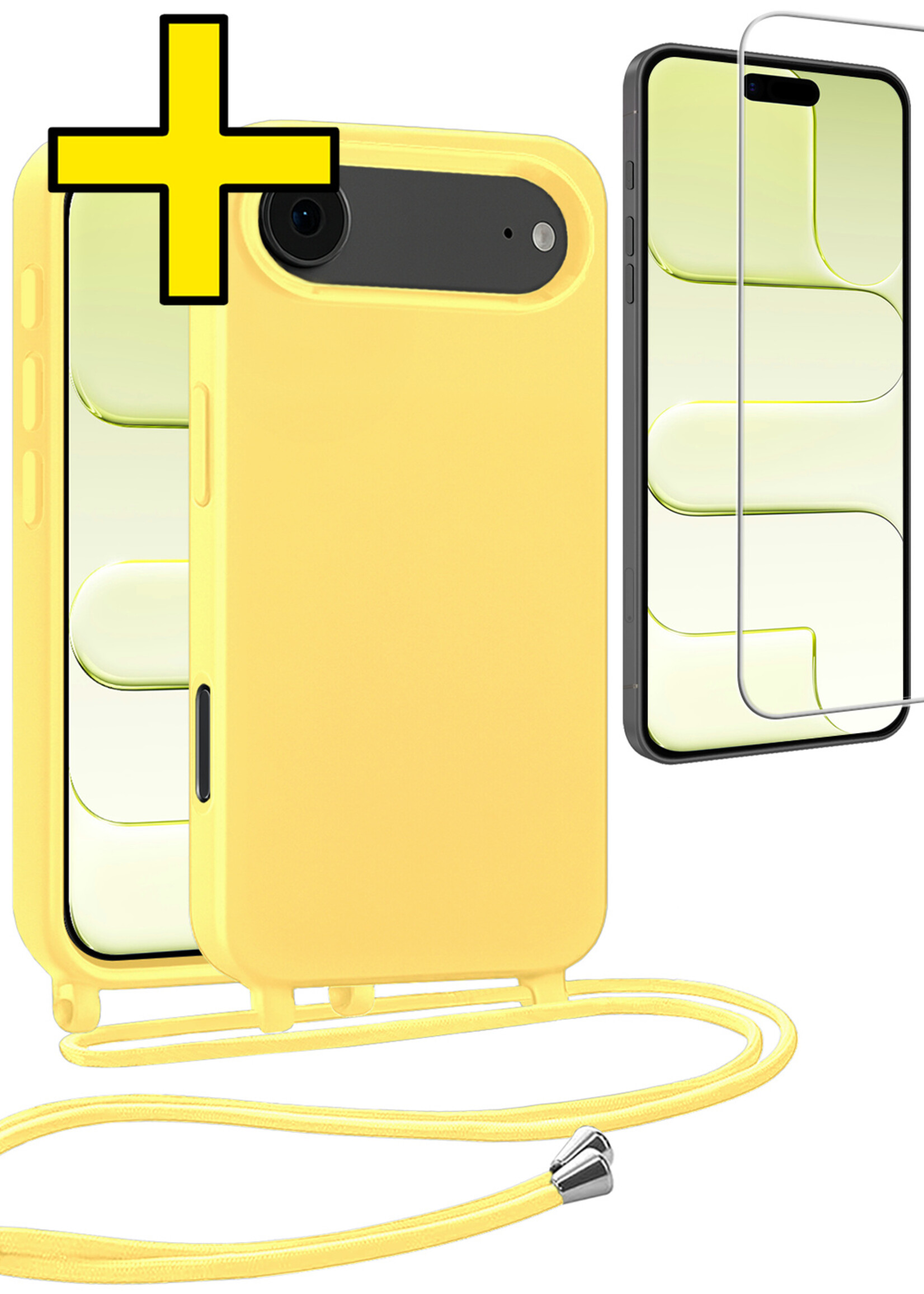 LUQ LUQ iPhone Air Hoesje met Koord Met Screenprotector - Geel