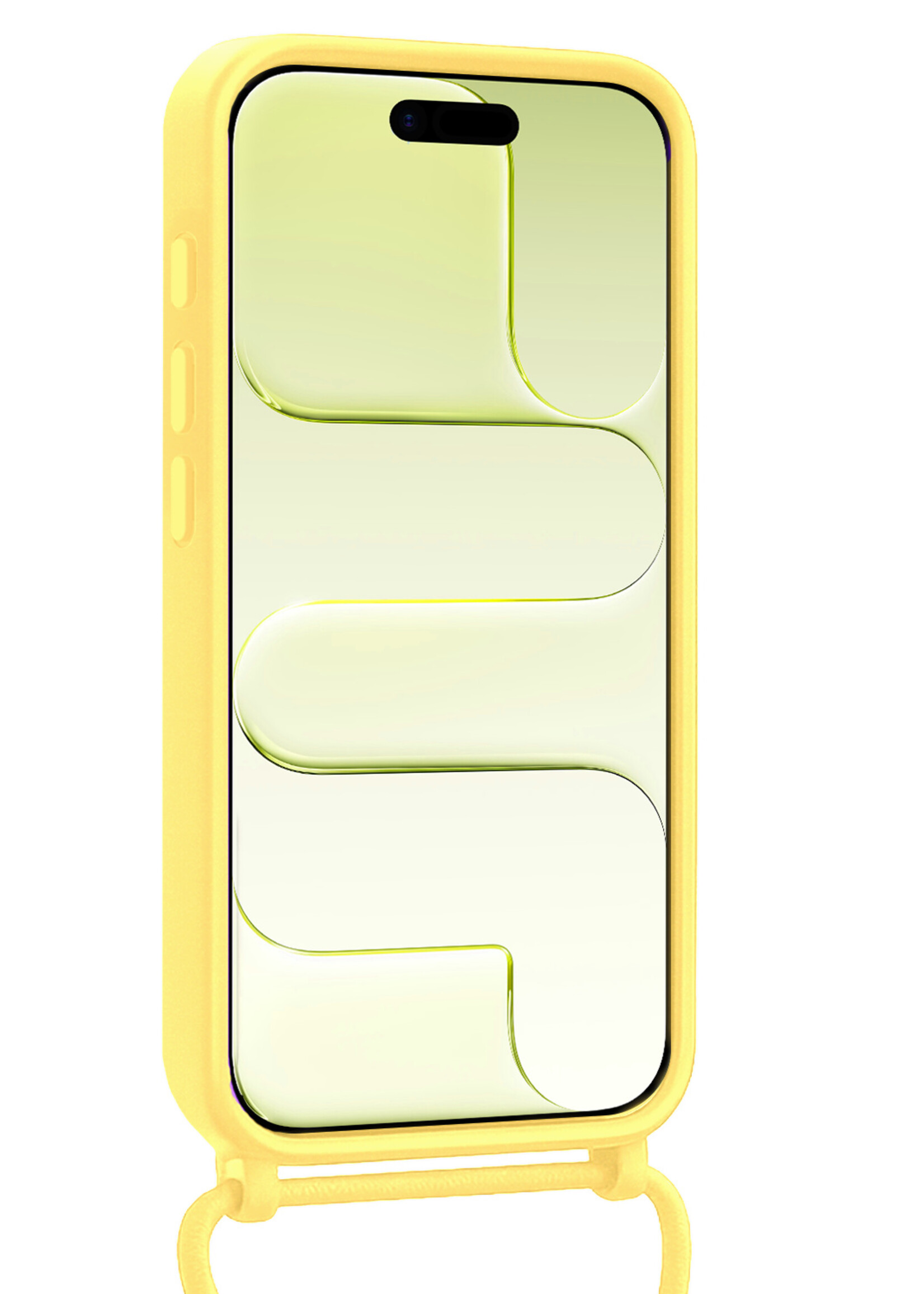 LUQ LUQ iPhone Air Hoesje met Koord Met 2x Screenprotector - Geel