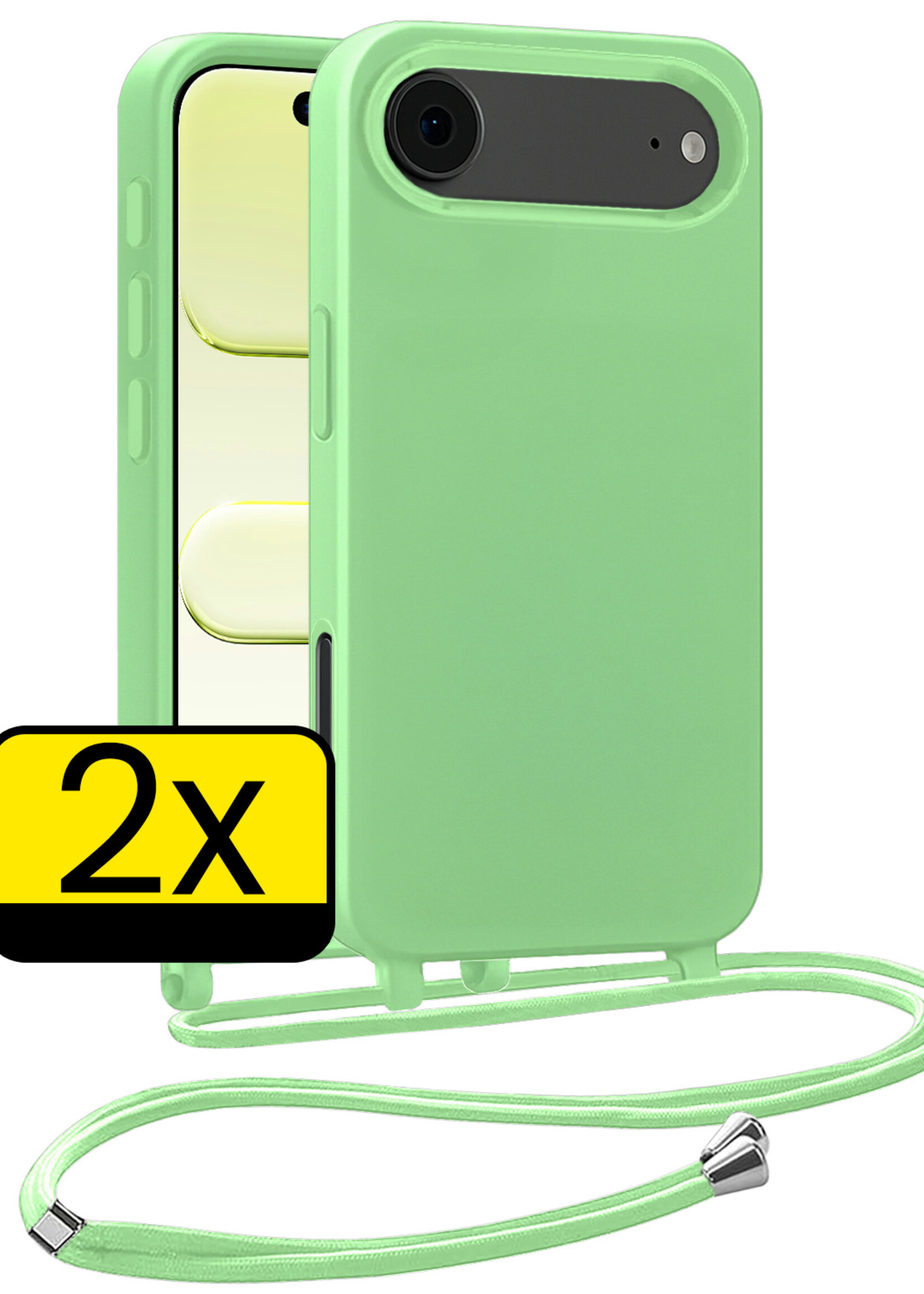 LUQ LUQ iPhone Air Hoesje met Koord - Groen - 2 PACK