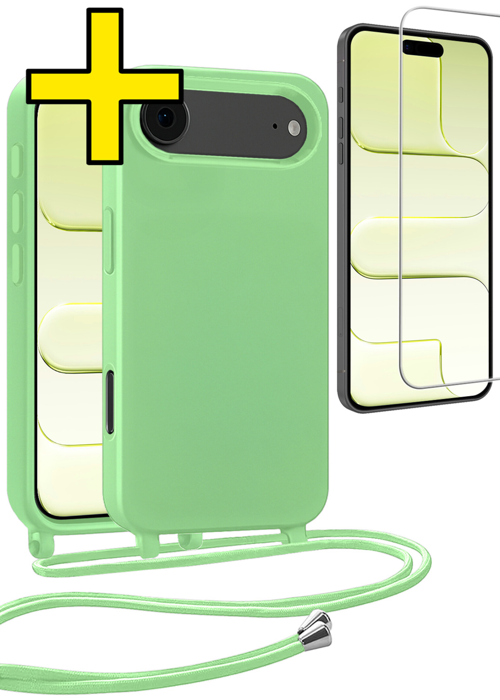 LUQ LUQ iPhone Air Hoesje met Koord Met Screenprotector - Groen