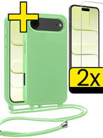 LUQ LUQ iPhone Air Hoesje met Koord Met 2x Screenprotector - Groen