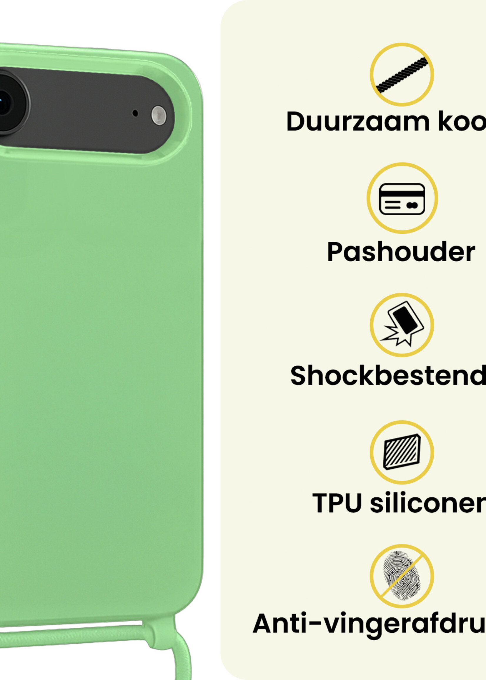 LUQ LUQ iPhone Air Hoesje met Koord Met 2x Screenprotector - Groen