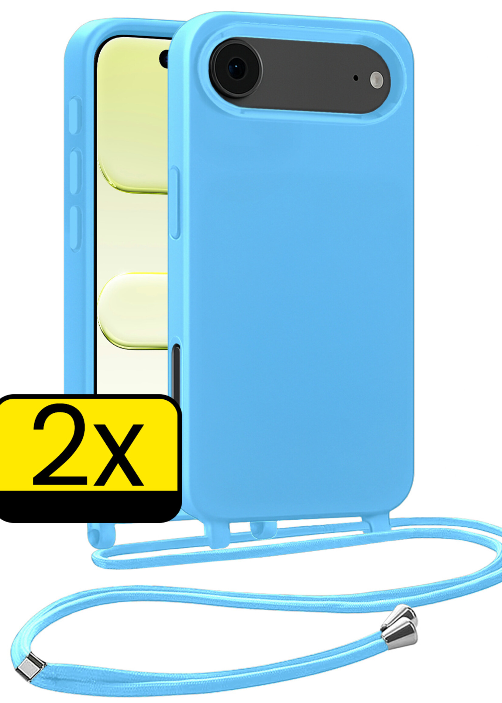 LUQ LUQ iPhone Air Hoesje met Koord - Lichtblauw - 2 PACK