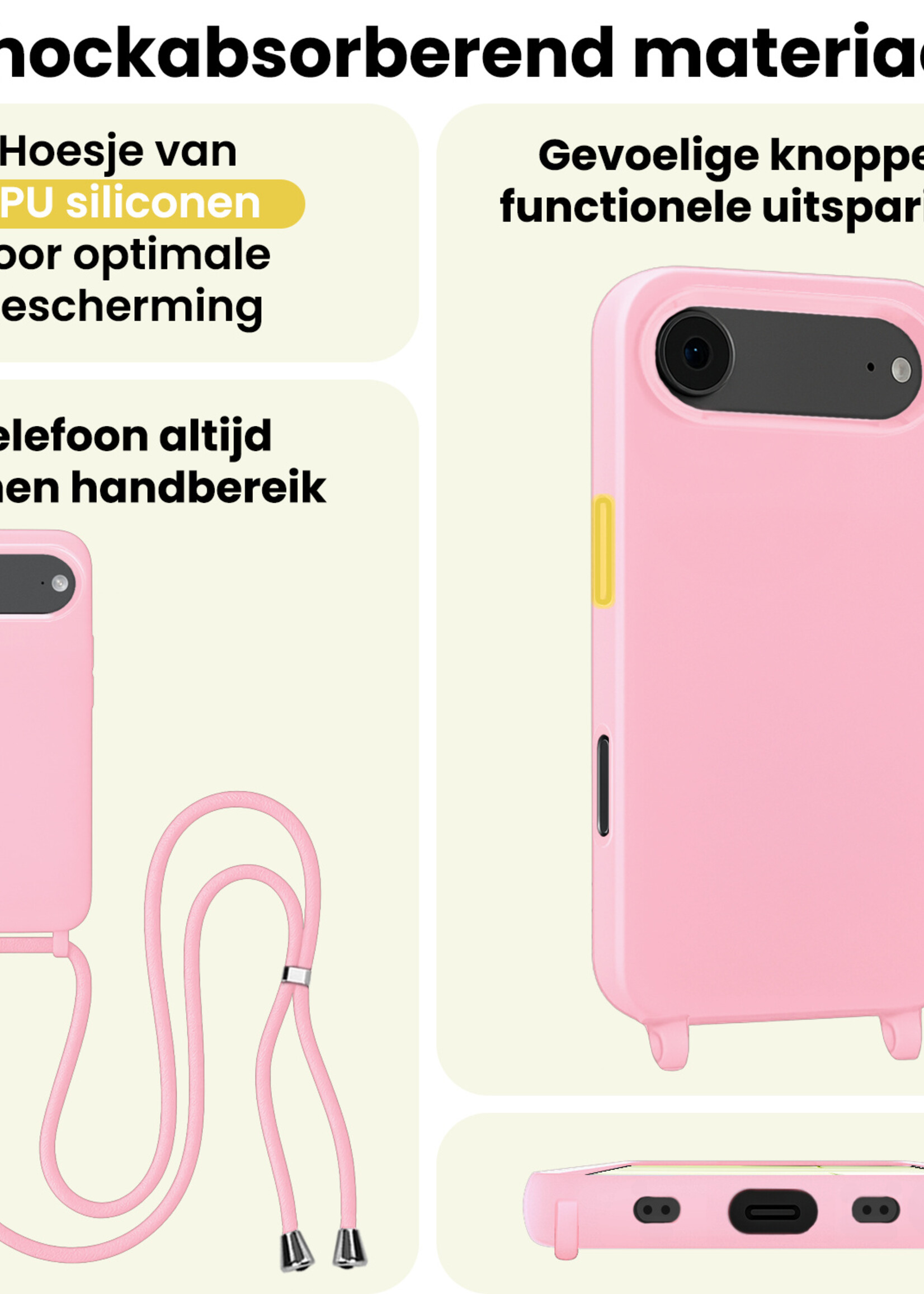 LUQ LUQ iPhone Air Hoesje met Koord - Lichtroze