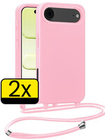 LUQ LUQ iPhone Air Hoesje met Koord - Lichtroze - 2 PACK