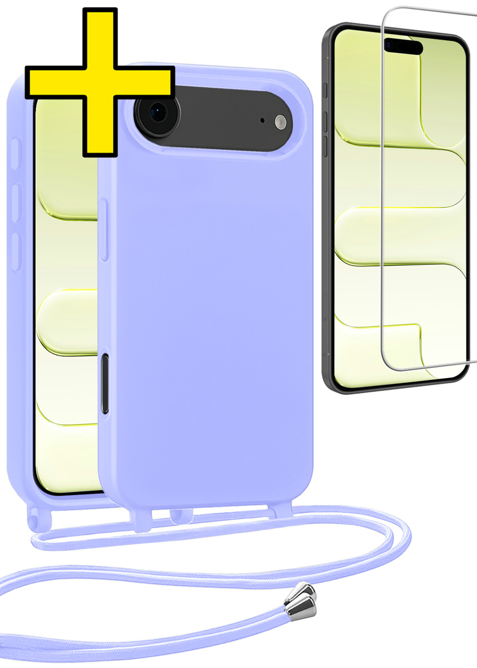 LUQ LUQ iPhone Air Hoesje met Koord Met Screenprotector - Lila