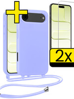 LUQ LUQ iPhone Air Hoesje met Koord Met 2x Screenprotector - Lila