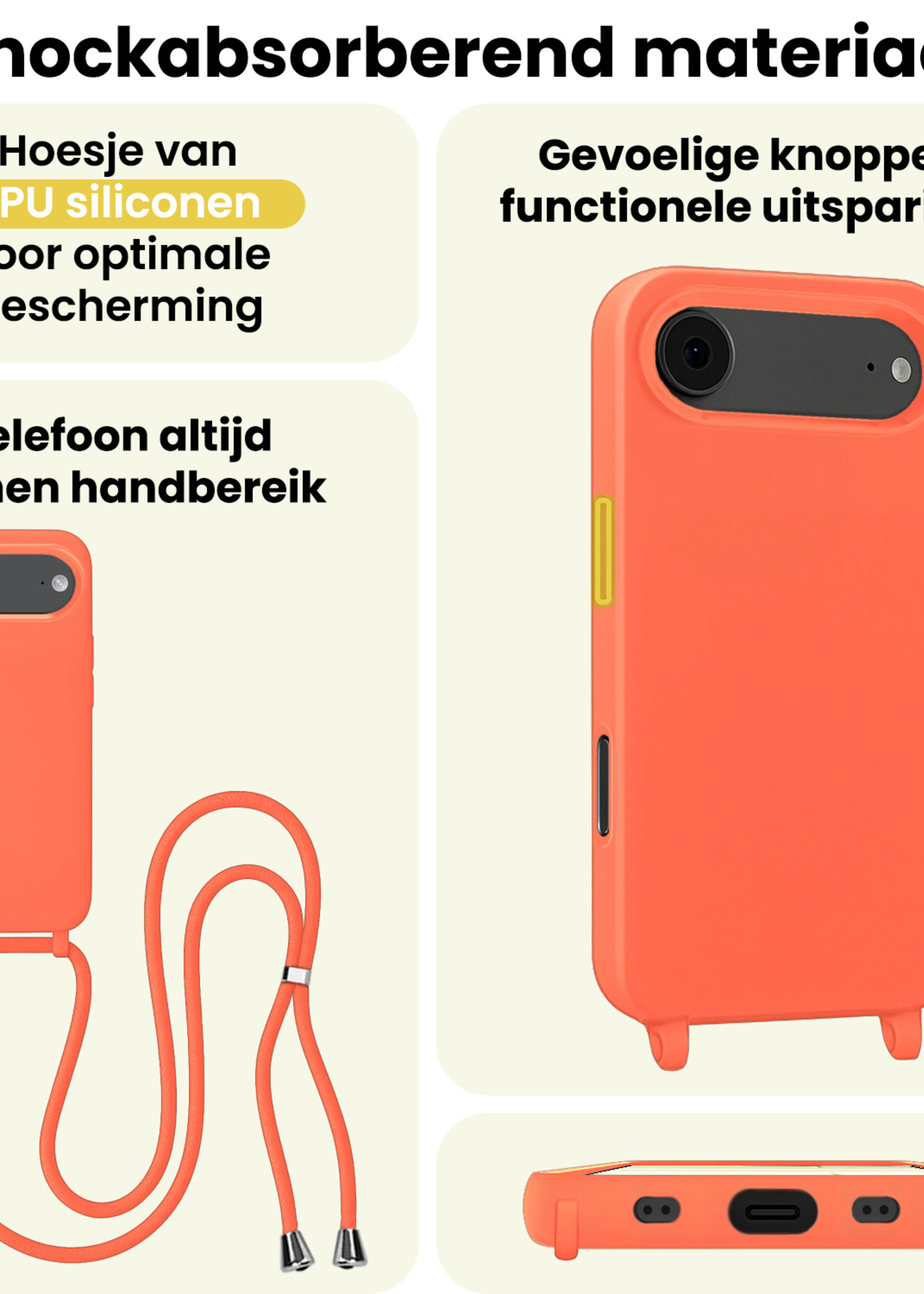 LUQ LUQ iPhone Air Hoesje met Koord - Papaya - 2 PACK