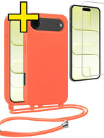 LUQ LUQ iPhone Air Hoesje met Koord Met Screenprotector - Papaya