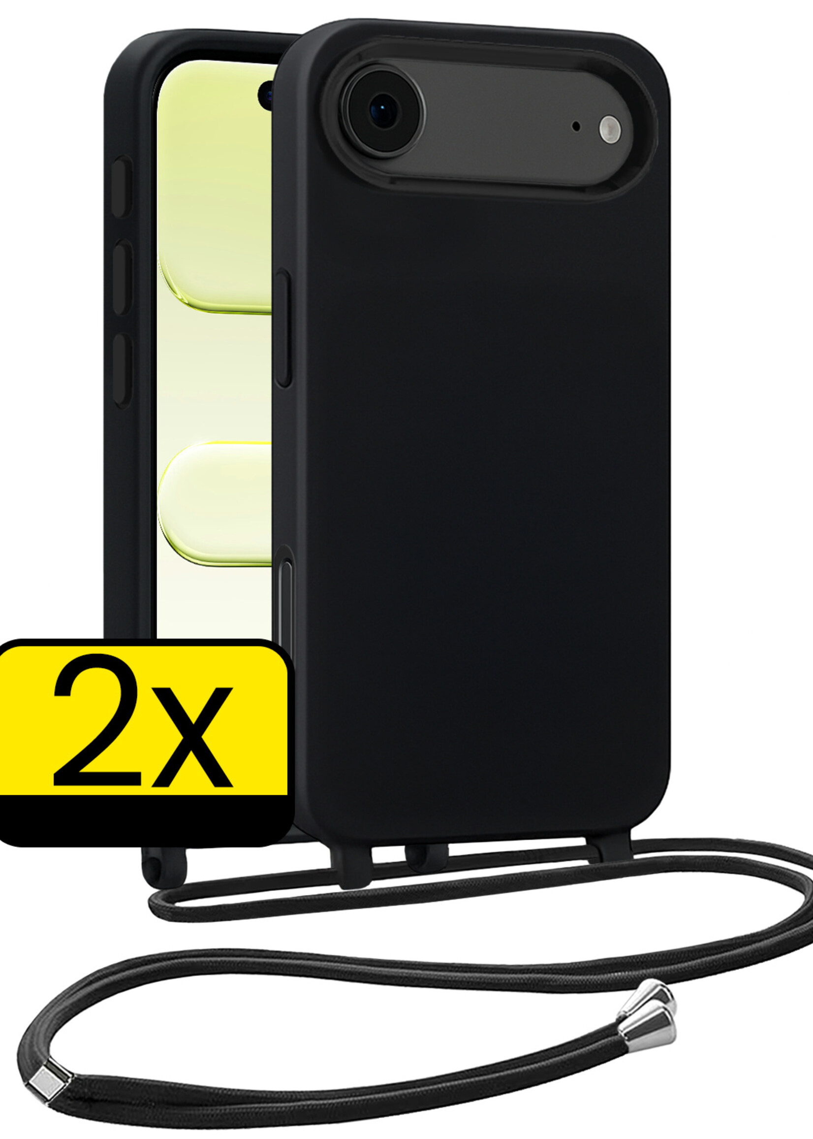 LUQ LUQ iPhone Air Hoesje met Koord - Zwart - 2 PACK