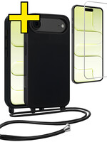 LUQ LUQ iPhone Air Hoesje met Koord Met Screenprotector - Zwart