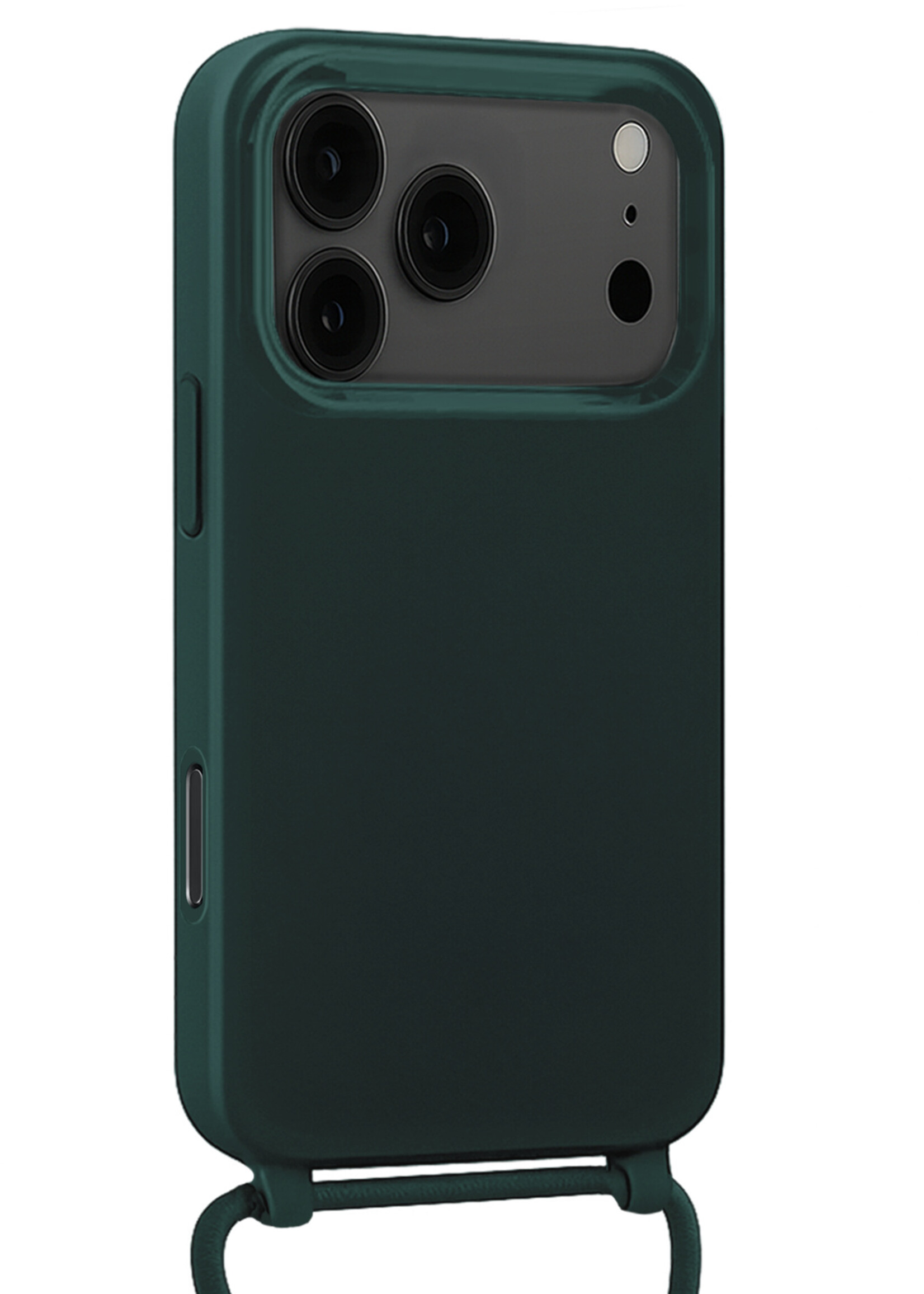 LUQ LUQ iPhone 17 Pro Hoesje met Koord Met 2x Screenprotector - Donkergroen