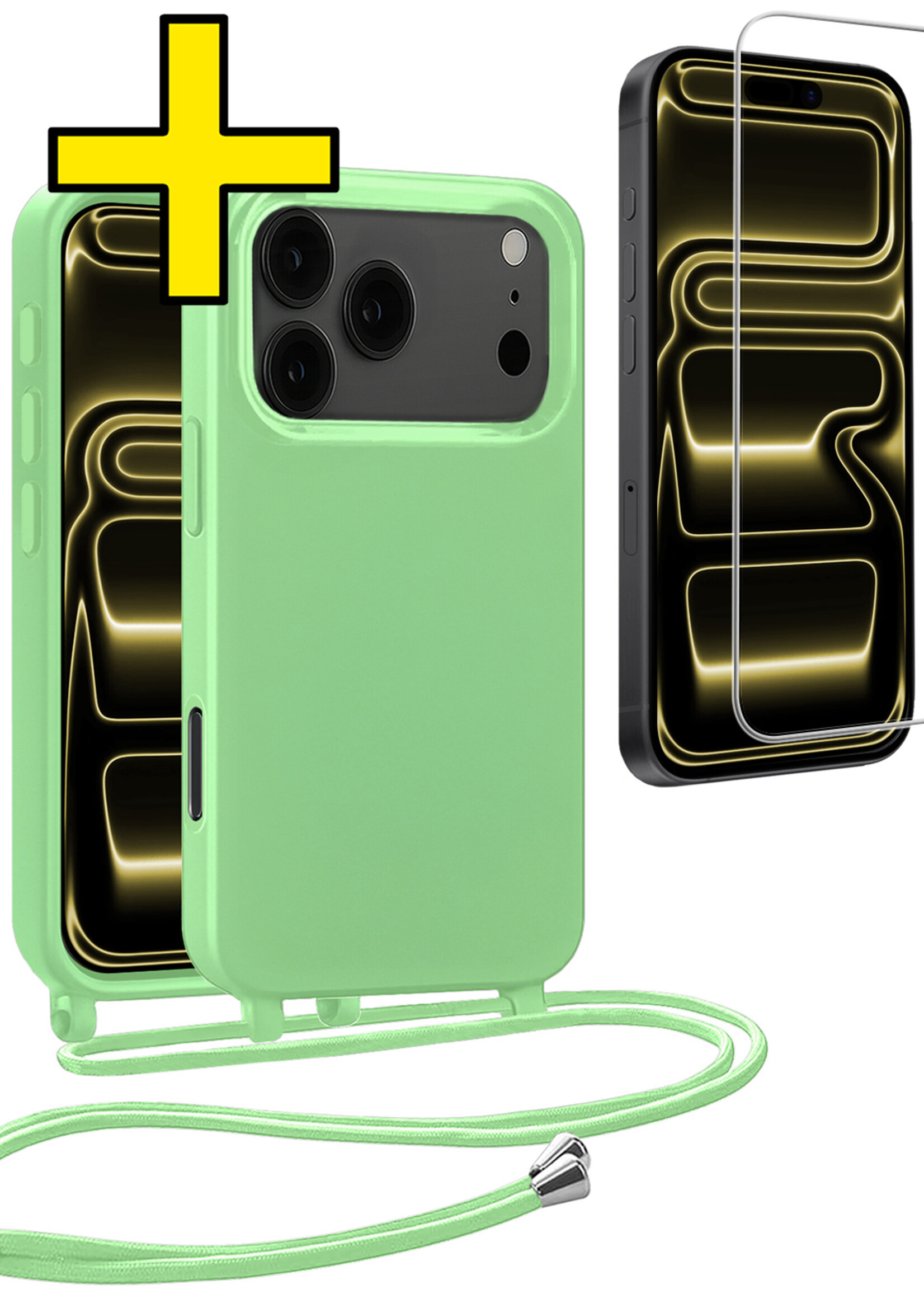 LUQ LUQ iPhone 17 Pro Hoesje met Koord Met Screenprotector - Groen