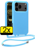 LUQ LUQ iPhone 17 Pro Hoesje met Koord - Lichtblauw - 2 PACK