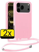 LUQ LUQ iPhone 17 Pro Hoesje met Koord - Lichtroze - 2 PACK