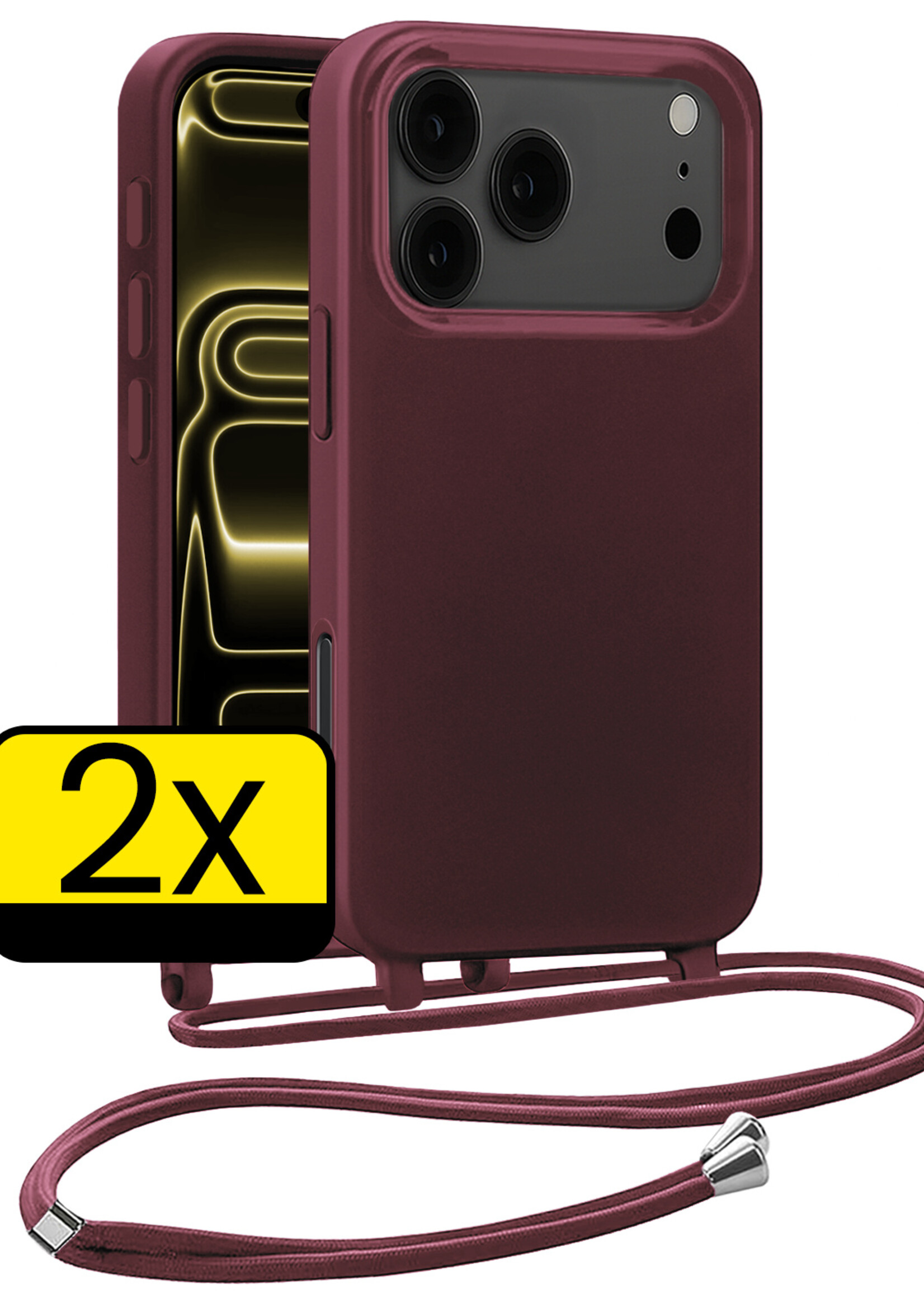 LUQ LUQ iPhone 17 Pro Max Hoesje met Koord - Aubergine - 2 PACK