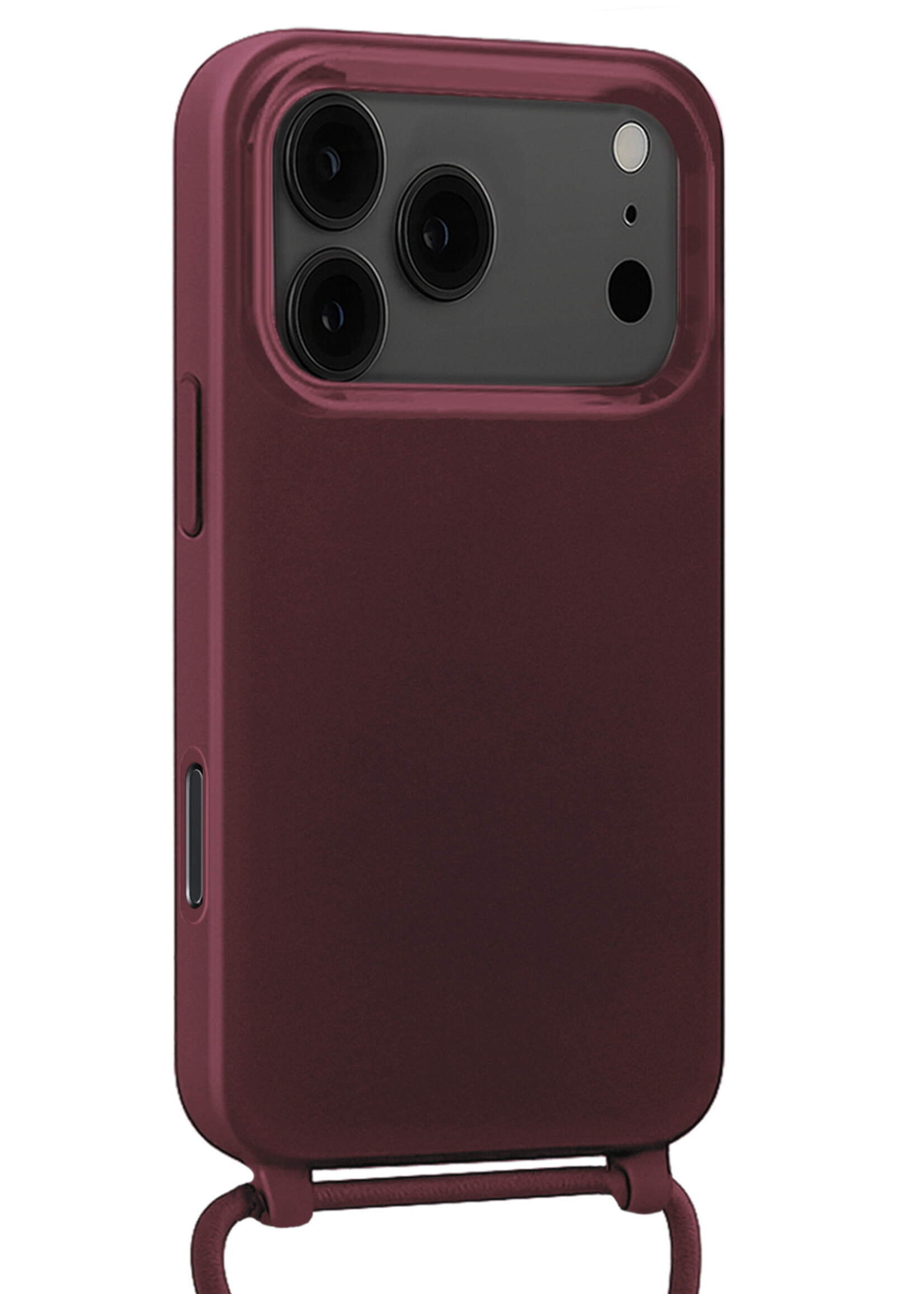 LUQ LUQ iPhone 17 Pro Max Hoesje met Koord Met 2x Screenprotector - Aubergine