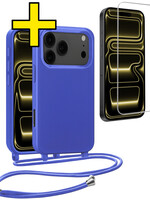LUQ LUQ iPhone 17 Pro Max Hoesje met Koord Met Screenprotector - Fel Blauw