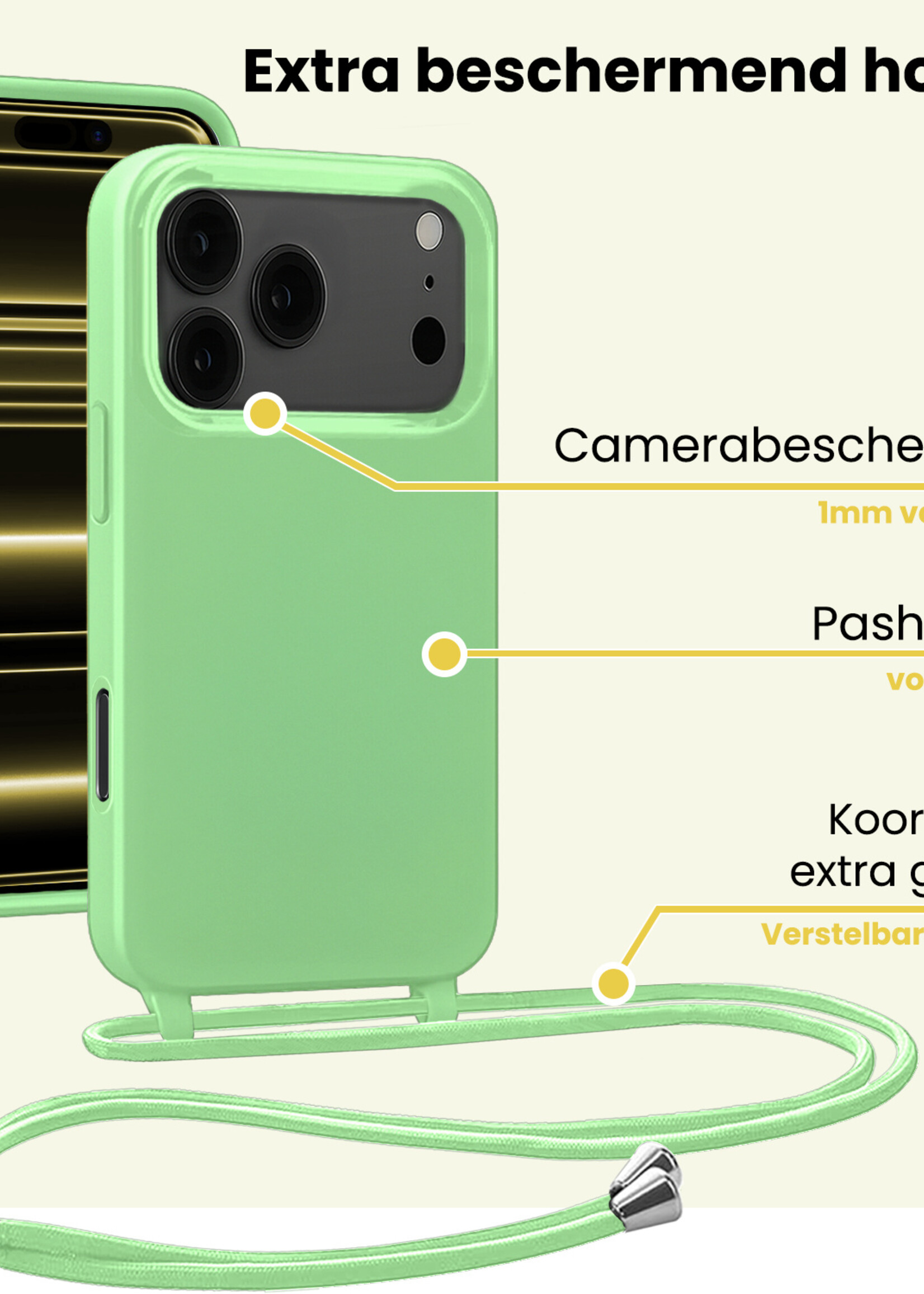 LUQ LUQ iPhone 17 Pro Max Hoesje met Koord - Groen