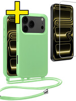 LUQ LUQ iPhone 17 Pro Max Hoesje met Koord Met Screenprotector - Groen