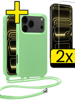 LUQ LUQ iPhone 17 Pro Max Hoesje met Koord Met 2x Screenprotector - Groen