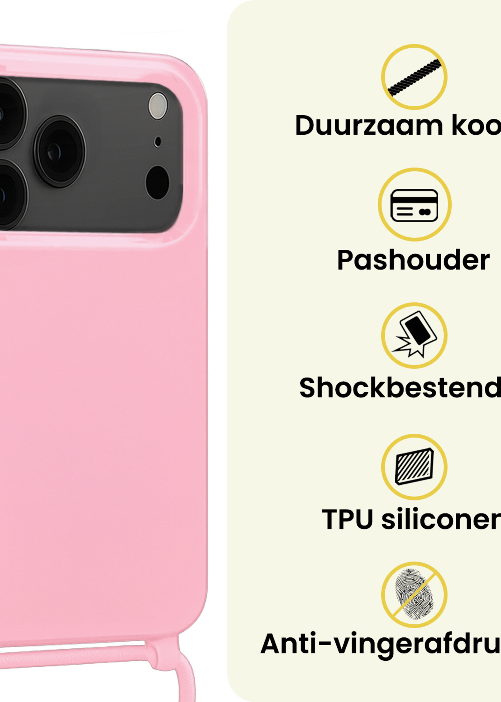 LUQ LUQ iPhone 17 Pro Max Hoesje met Koord - Lichtroze