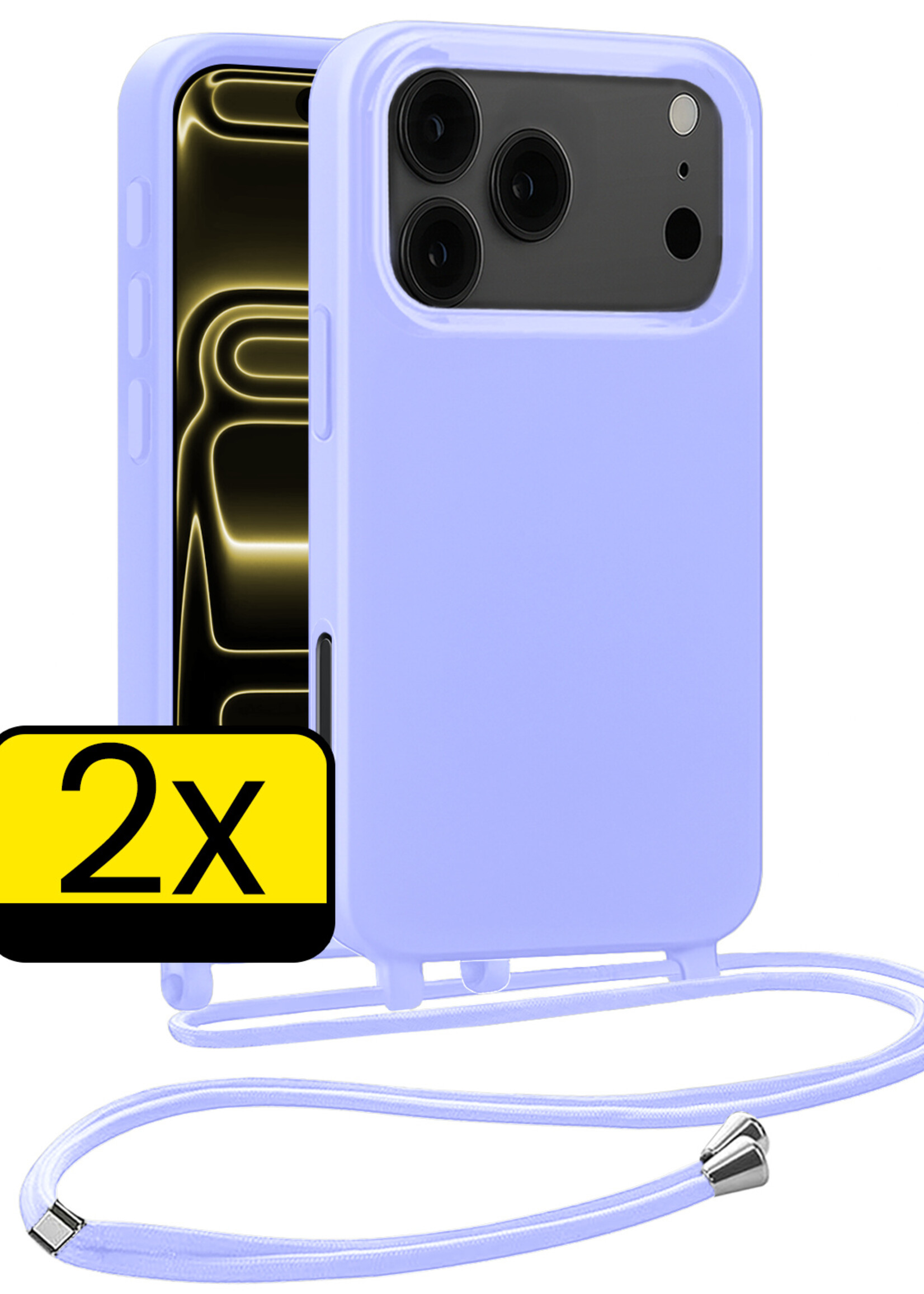 LUQ LUQ iPhone 17 Pro Max Hoesje met Koord - Lila - 2 PACK