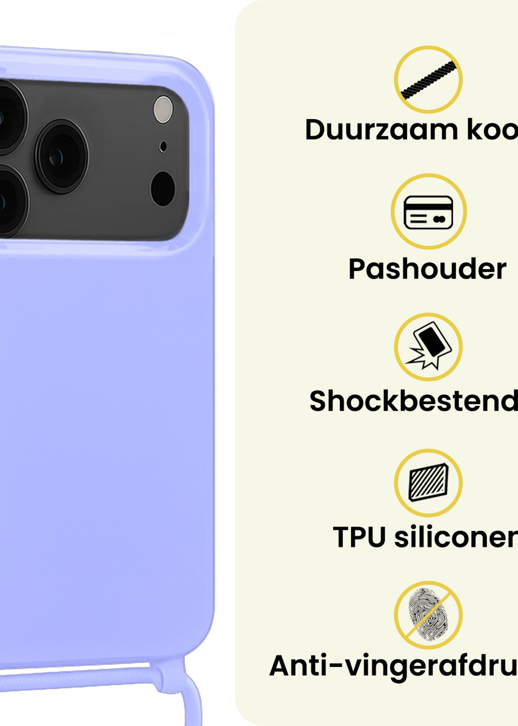 LUQ LUQ iPhone 17 Pro Max Hoesje met Koord - Lila - 2 PACK