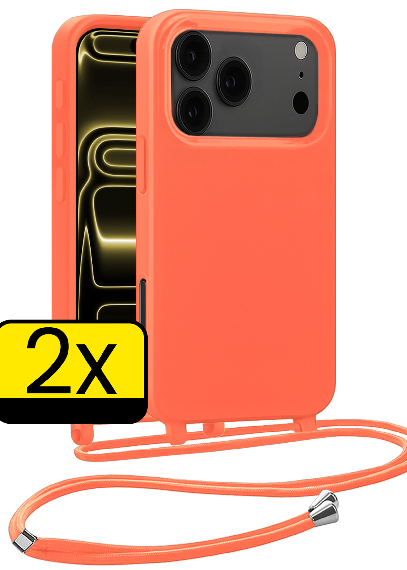 LUQ LUQ iPhone 17 Pro Max Hoesje met Koord - Papaya - 2 PACK