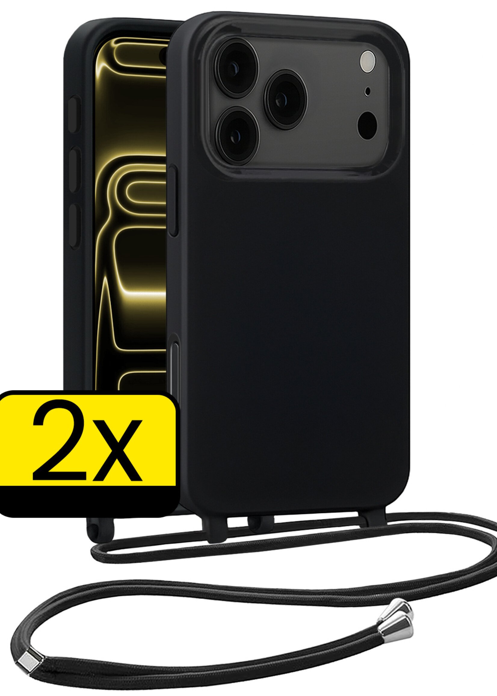 LUQ LUQ iPhone 17 Pro Max Hoesje met Koord - Zwart - 2 PACK