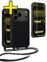 LUQ LUQ iPhone 17 Pro Max Hoesje met Koord Met Screenprotector - Zwart