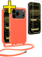 LUQ LUQ iPhone 17 Pro Max Hoesje met Koord Met Screenprotector - Papaya