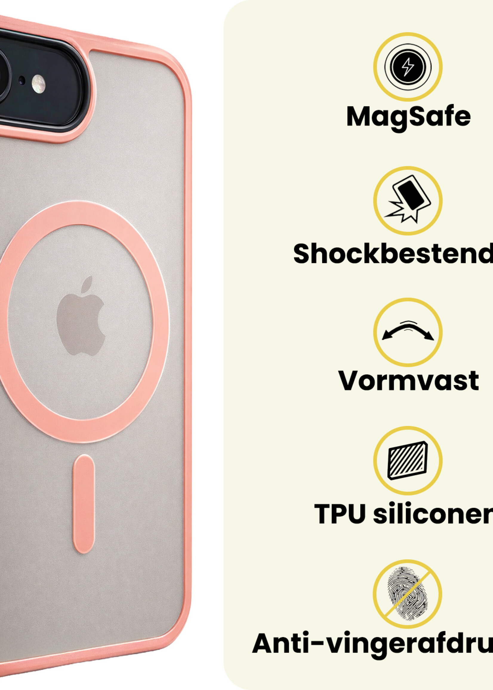 LUQ LUQ iPhone 17e Magsafe Hoesje Perzik Met Screenprotector