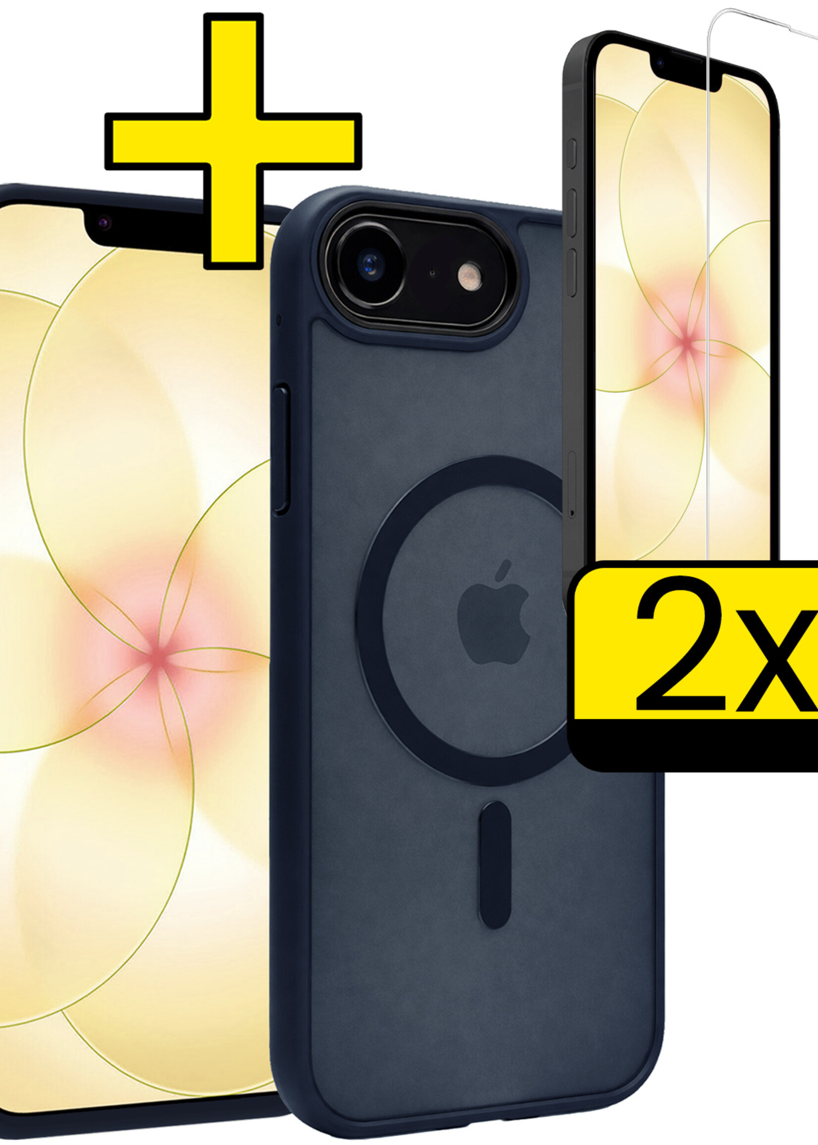 LUQ LUQ iPhone 17e Magsafe Hoesje Donkerblauw Met 2x Screenprotector