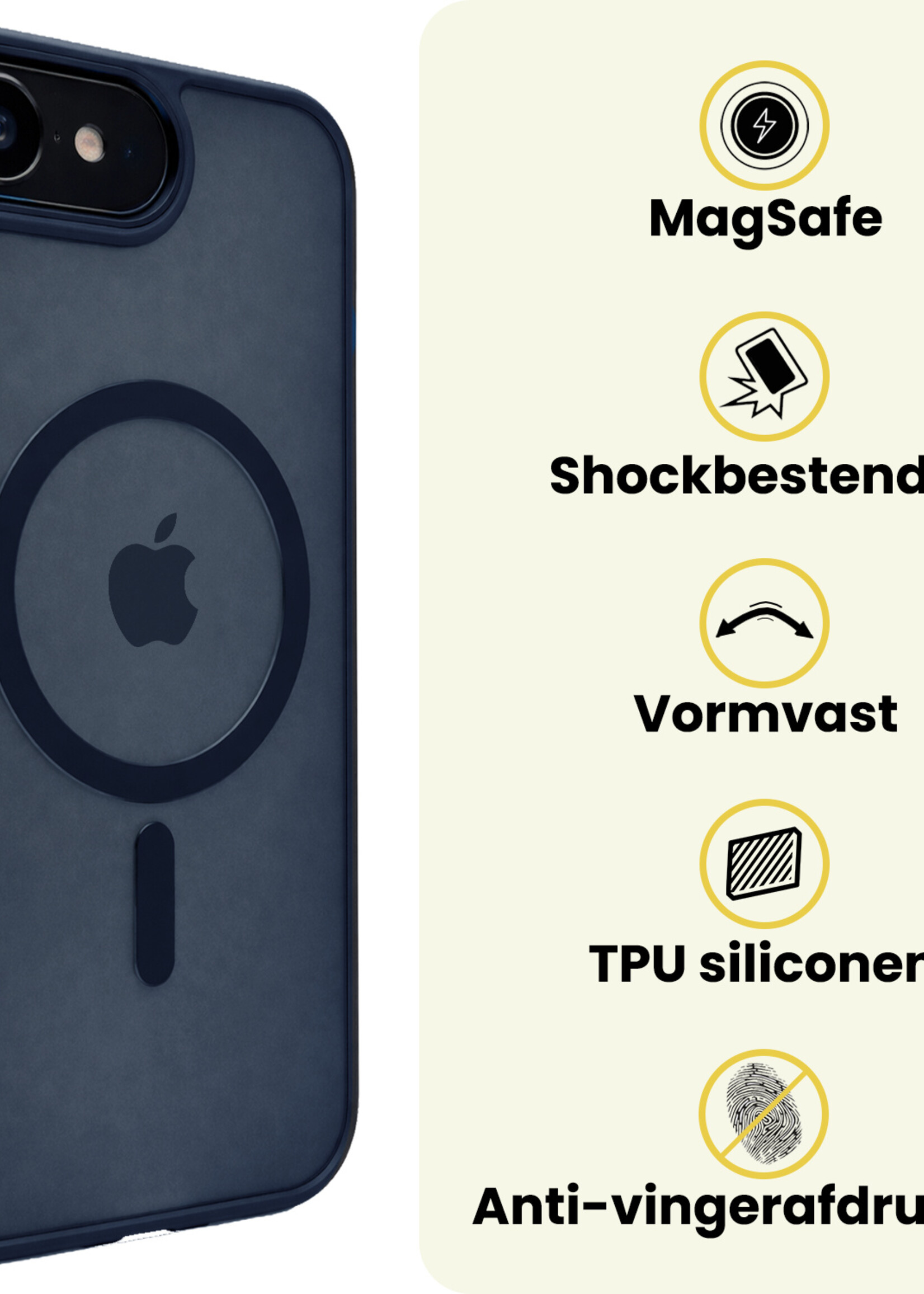 LUQ LUQ iPhone 17e Magsafe Hoesje Donkerblauw Met 2x Screenprotector