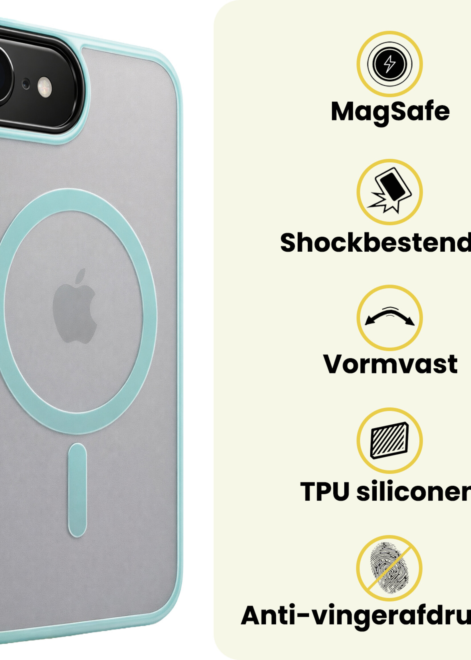 LUQ LUQ iPhone 17e Magsafe Hoesje Lichtblauw Met 2x Screenprotector