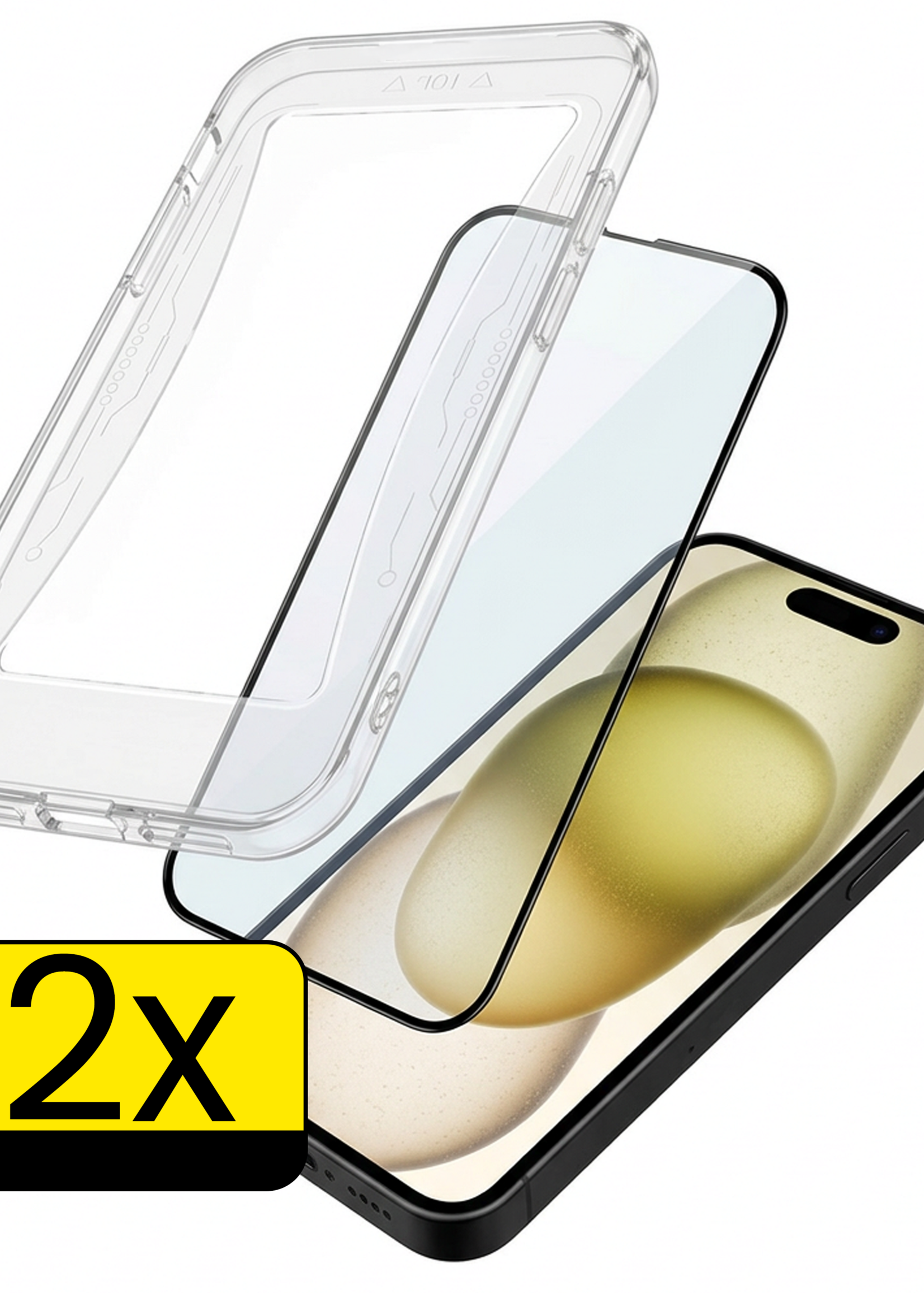 LUQ Screenprotector - Geschikt voor - iPhone 15 Pro Max - Screenprotector Met Installatie Kit Buigbaar Glas Full Cover - Screenprotector Geschikt voor iPhone 15 Pro Max Screenprotector Met Uitlijningstool Full Cover - 2 Stuks