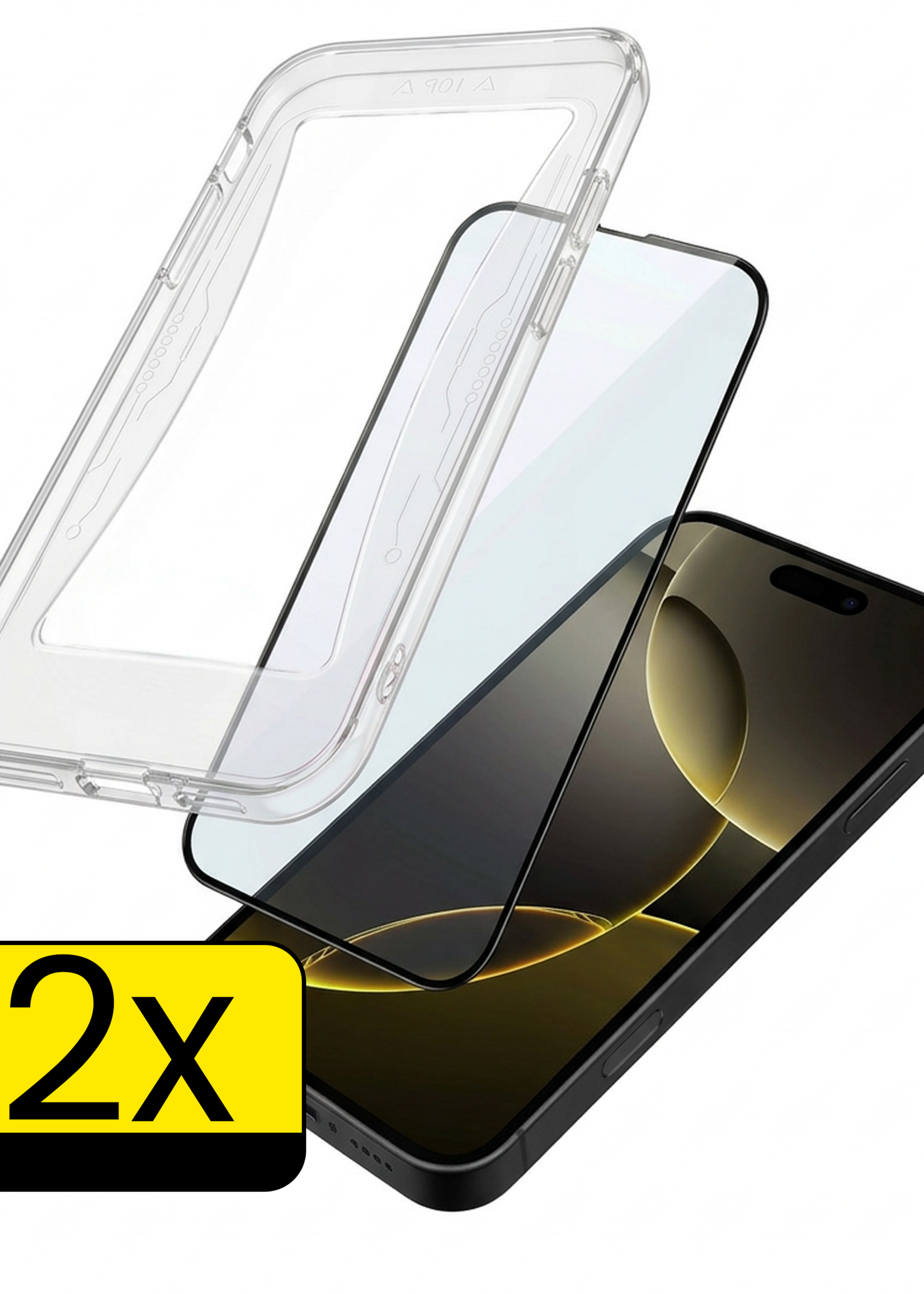 LUQ Screenprotector Geschikt voor iPhone 16 Pro Screenprotector Met Instalatie Kit Buigbaar Glas Full Cover - Screenprotector Geschikt voor iPhone 16 Pro Screenprotector Met Uitlijningstool Full Cover - 2 Stuks