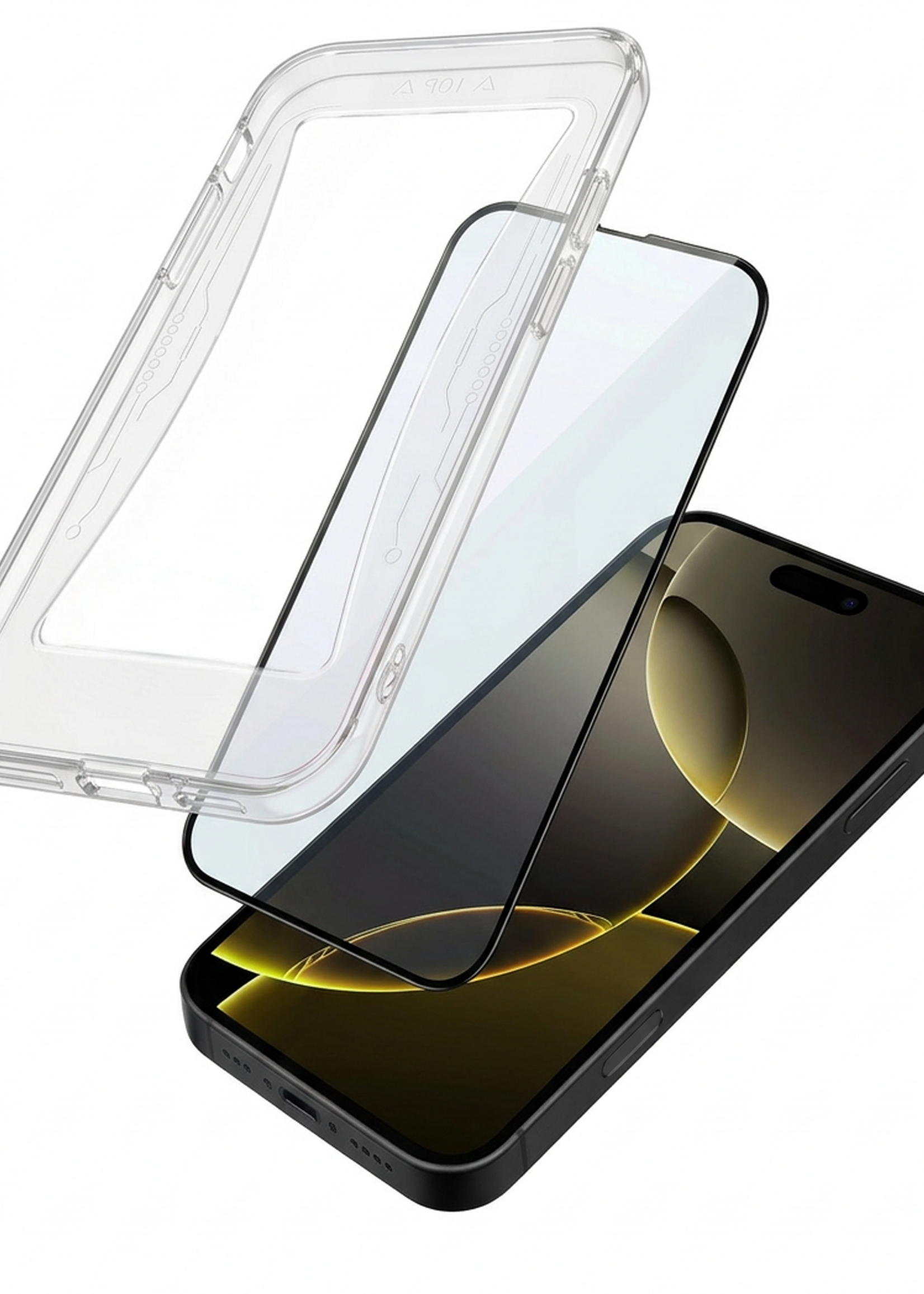 LUQ Screenprotector Geschikt voor iPhone 16 Pro Screenprotector Met Instalatie Kit Buigbaar Glas Full Cover - Screenprotector Geschikt voor iPhone 16 Pro Screenprotector Met Uitlijningstool Full Cover