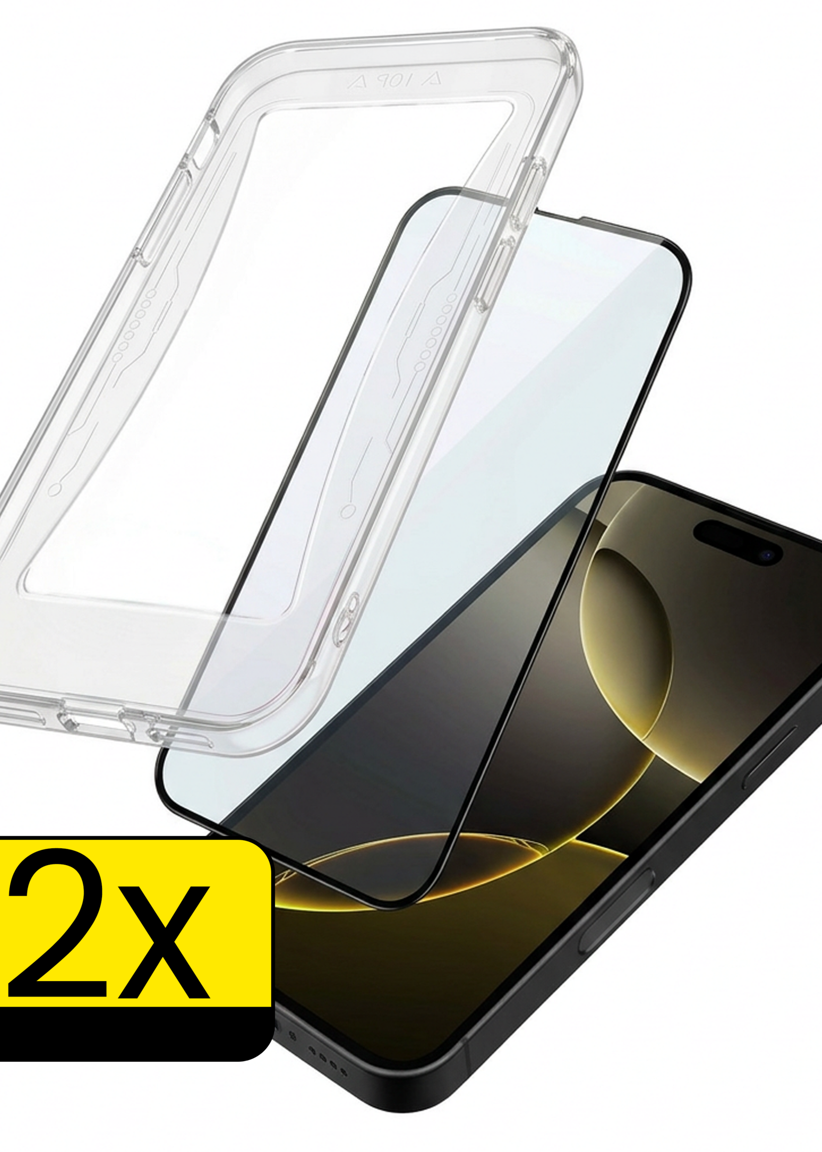 LUQ Screenprotector Geschikt voor iPhone 16 Pro Max Screenprotector Met Instalatie Kit Buigbaar Glas Full Cover - Screenprotector Geschikt voor iPhone 16 Pro Max Screenprotector Met Uitlijningstool Full Cover - 2 Stuks