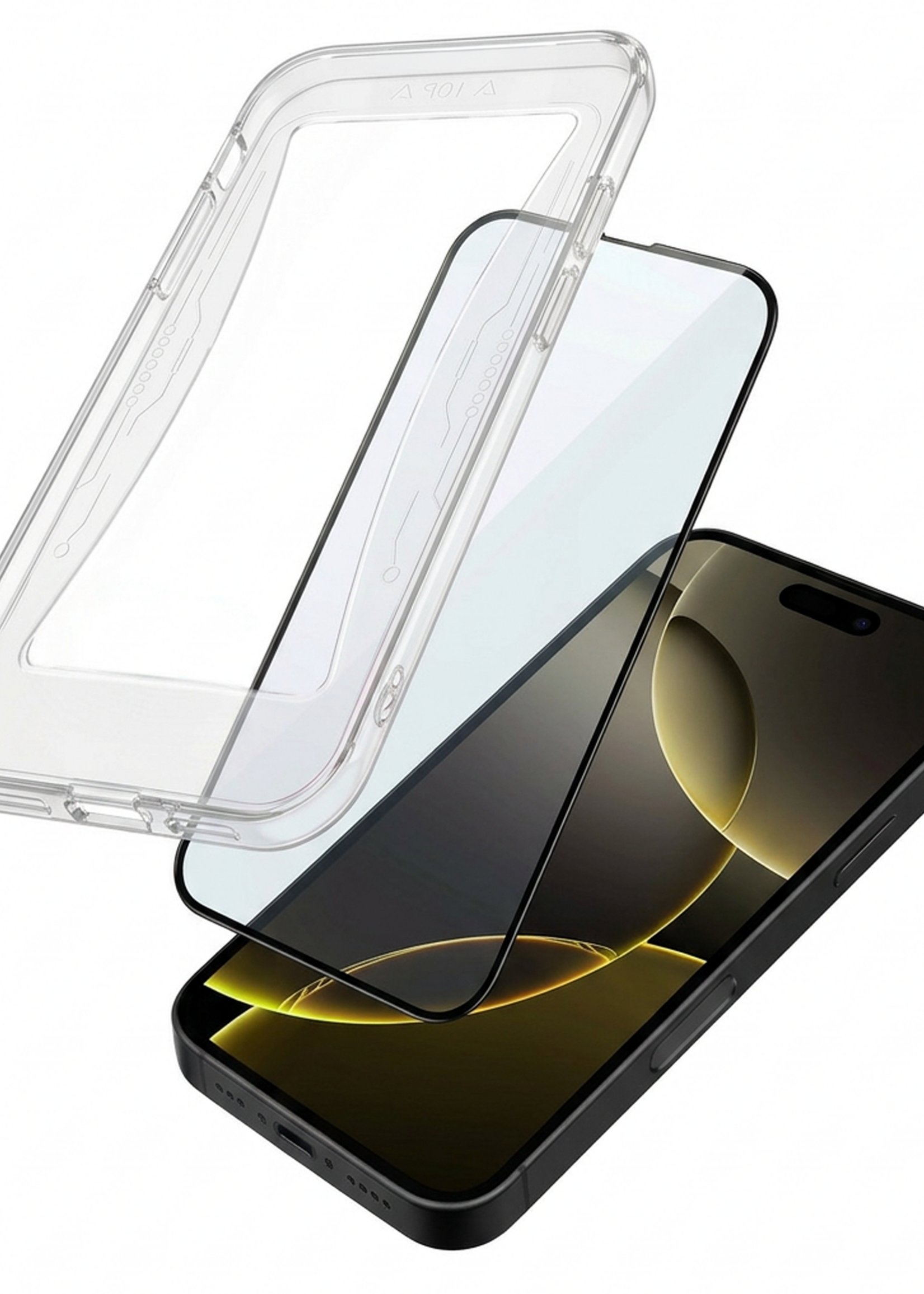 LUQ Screenprotector Geschikt voor iPhone 16 Pro Max Screenprotector Met Instalatie Kit Buigbaar Glas Full Cover - Screenprotector Geschikt voor iPhone 16 Pro Max Screenprotector Met Uitlijningstool Full Cover