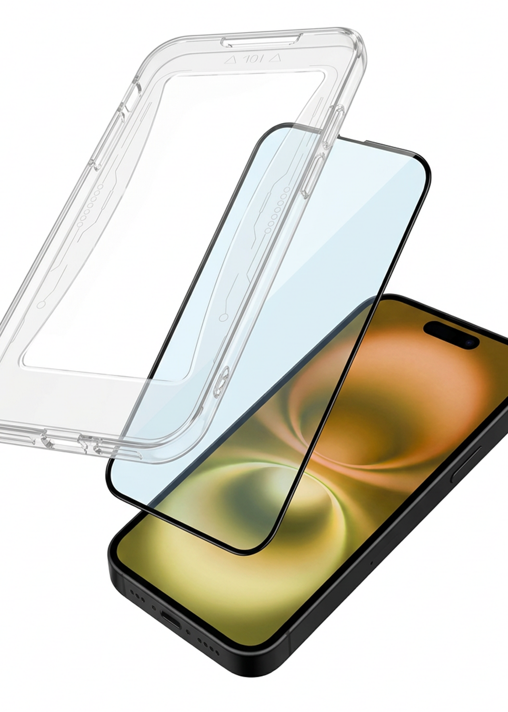 LUQ Screenprotector Geschikt voor iPhone 16 Plus Screenprotector Met Instalatie Kit Buigbaar Glas Full Cover - Screenprotector Geschikt voor iPhone 16 Plus Screenprotector Met Uitlijningstool Full Cover