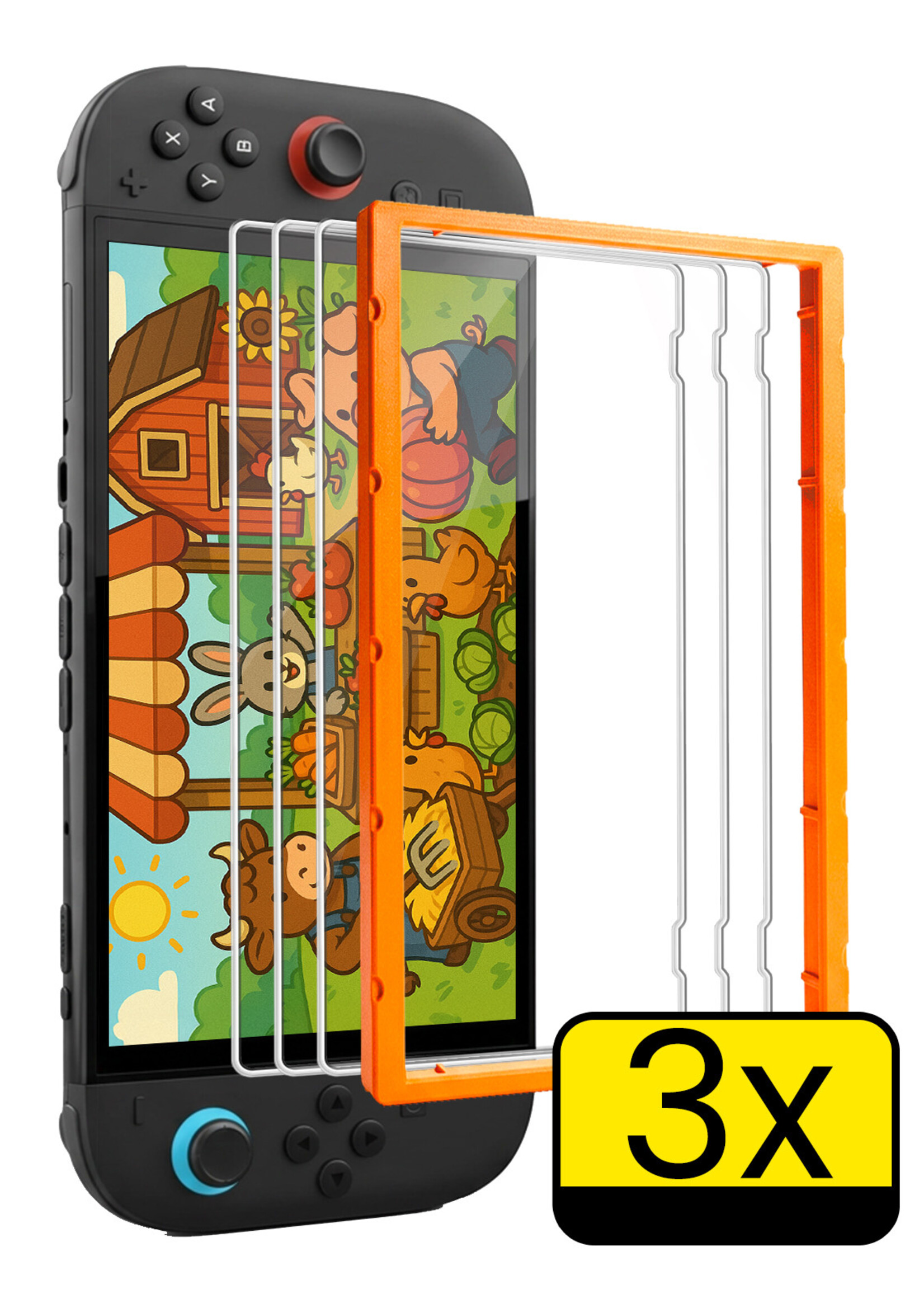 LUQ LUQ Nintendo Switch 2 Screenprotector Met Installatieframe - 3 PACK