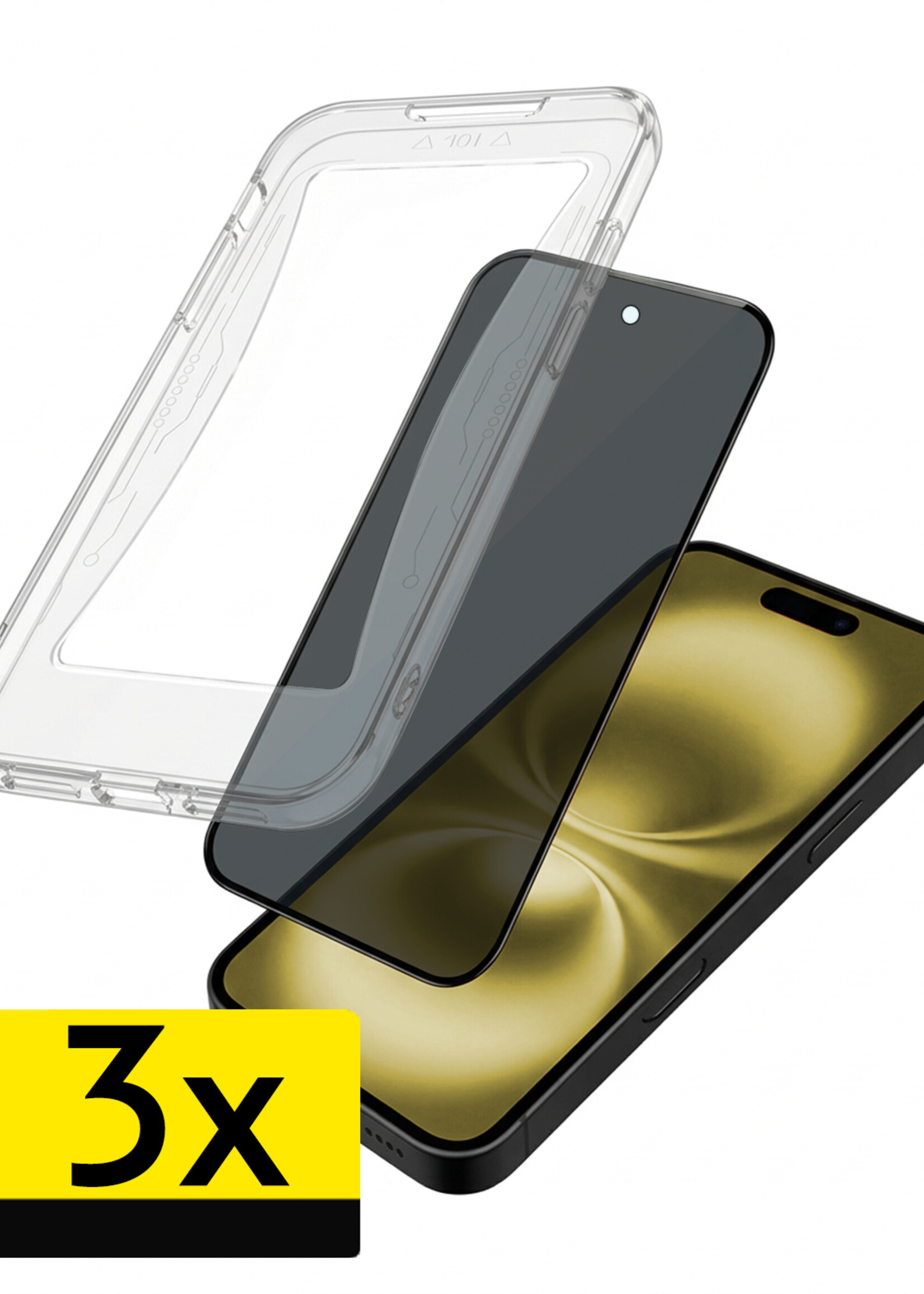 LUQ LUQ iPhone 16 Plus Hybrid Privacy Screenprotector - 3 PACK