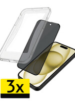 LUQ LUQ iPhone 15 Hybrid Privacy Screenprotector - 3 PACK